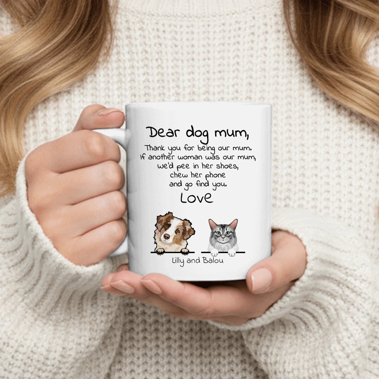 Personalised Mug With Dog or Cat - Dear Pet Parent
