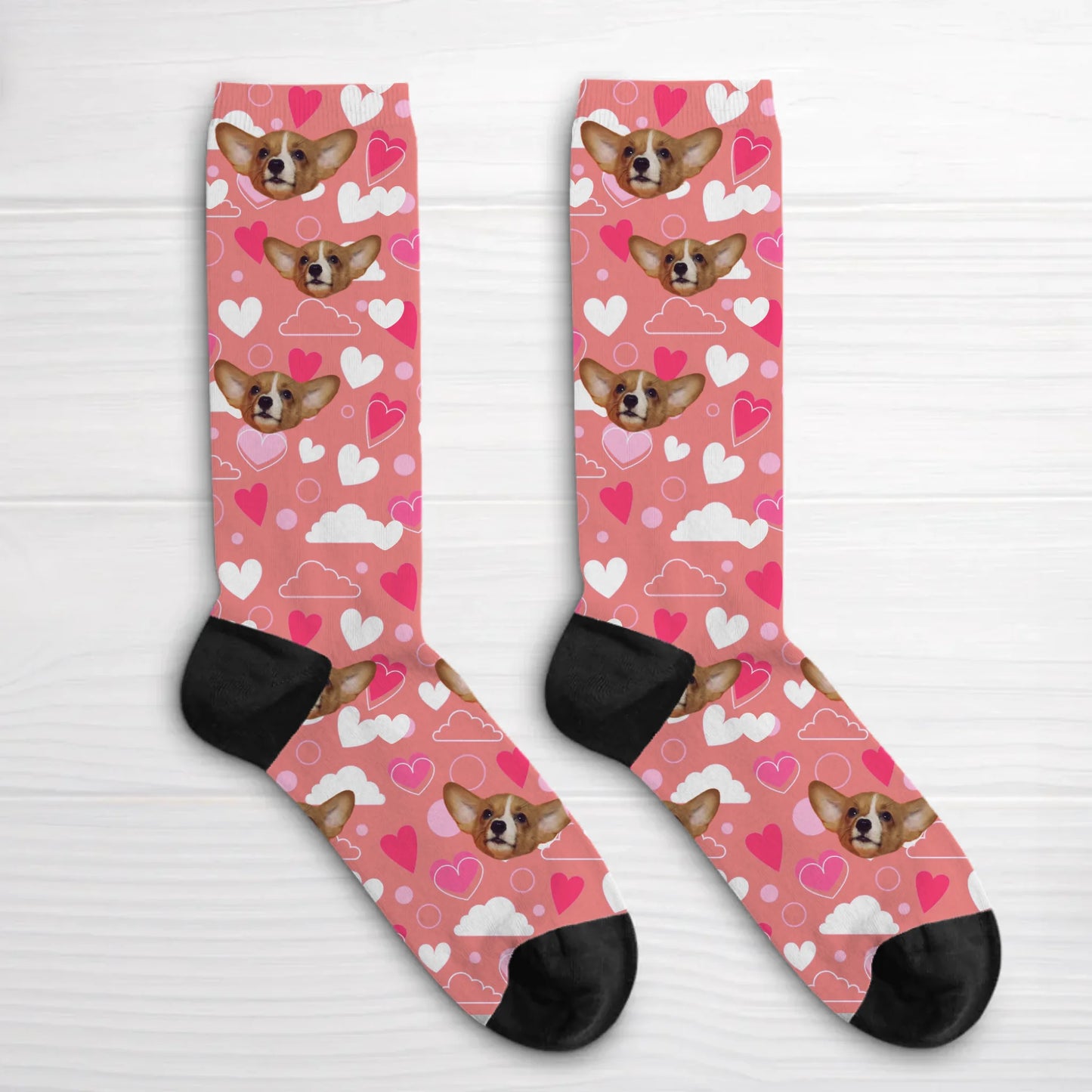 Personalised Socks With Dog Or Cat - Heart pattern