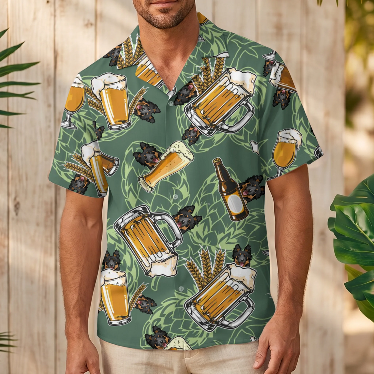 Personalised Hawaiian Shirt - Beer with dogs