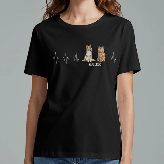 Personalised T-Shirt With Dog or Cat - Heartbeat