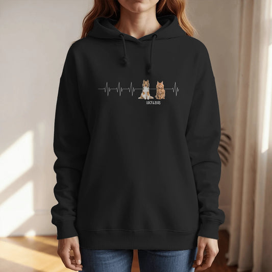 Personalised Hoodie With Dog or Cat - Heartbeat