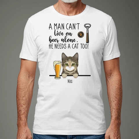 Personalised T-Shirt With Cat - Beer & Meow - Featured Image