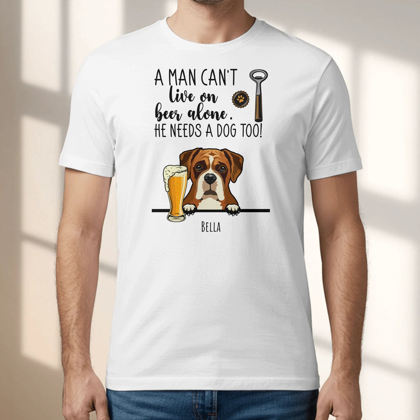 Personalised T-Shirt With Dog - Beer & Woof