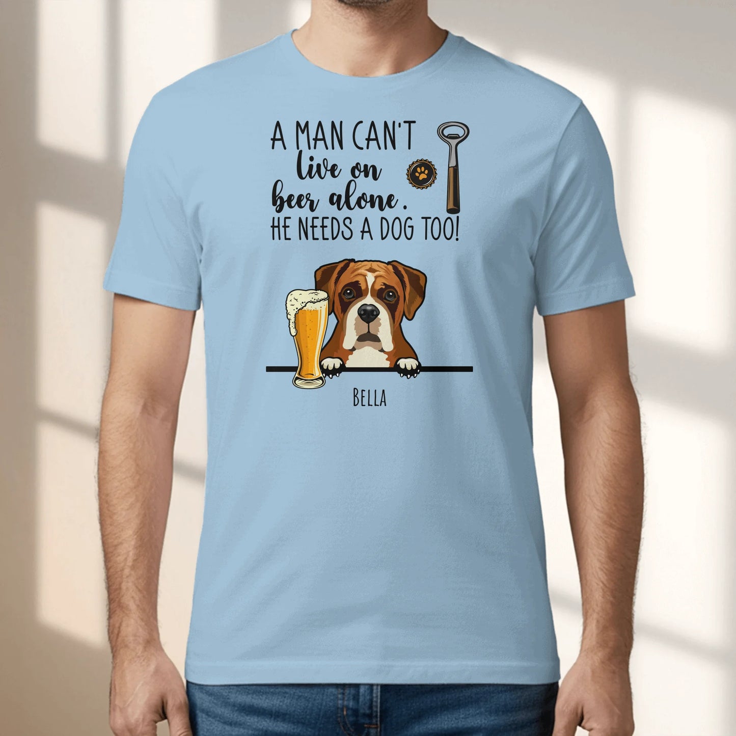 Personalised T-Shirt With Dog - Beer & Woof