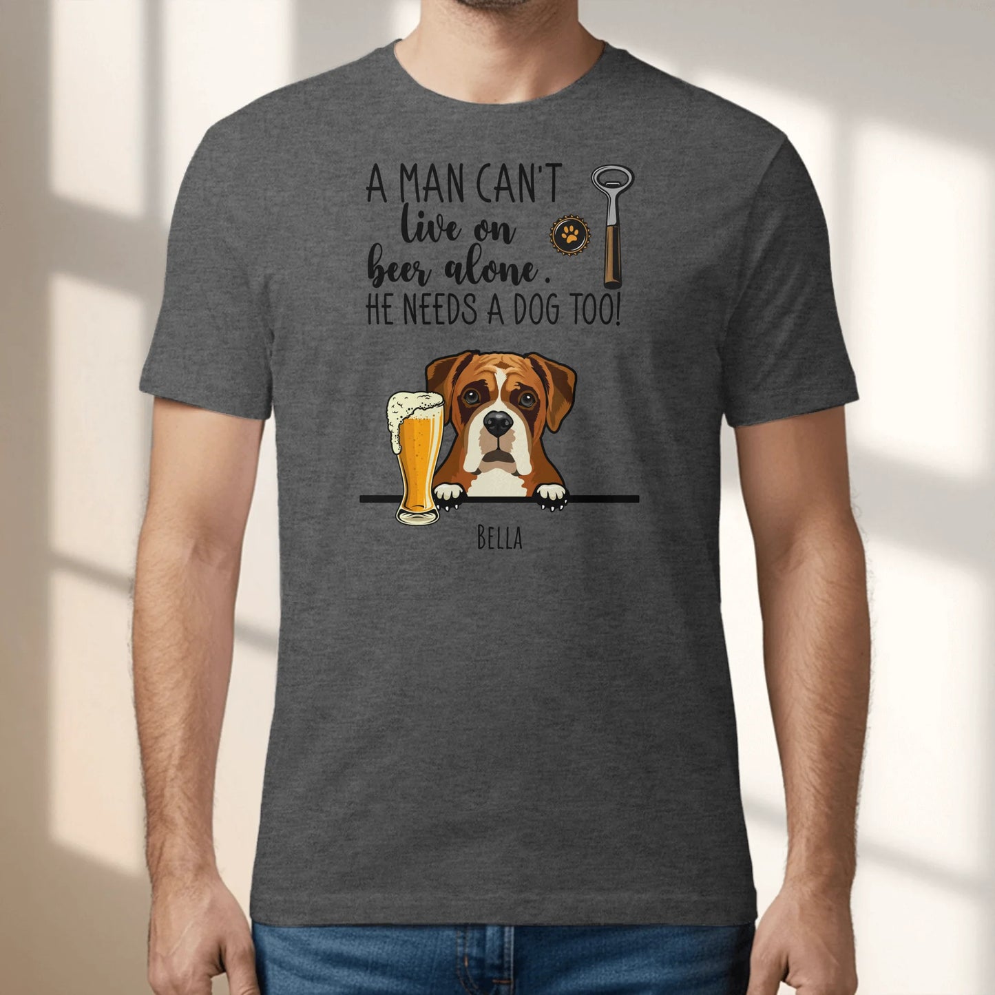 Personalised T-Shirt With Dog - Beer & Woof
