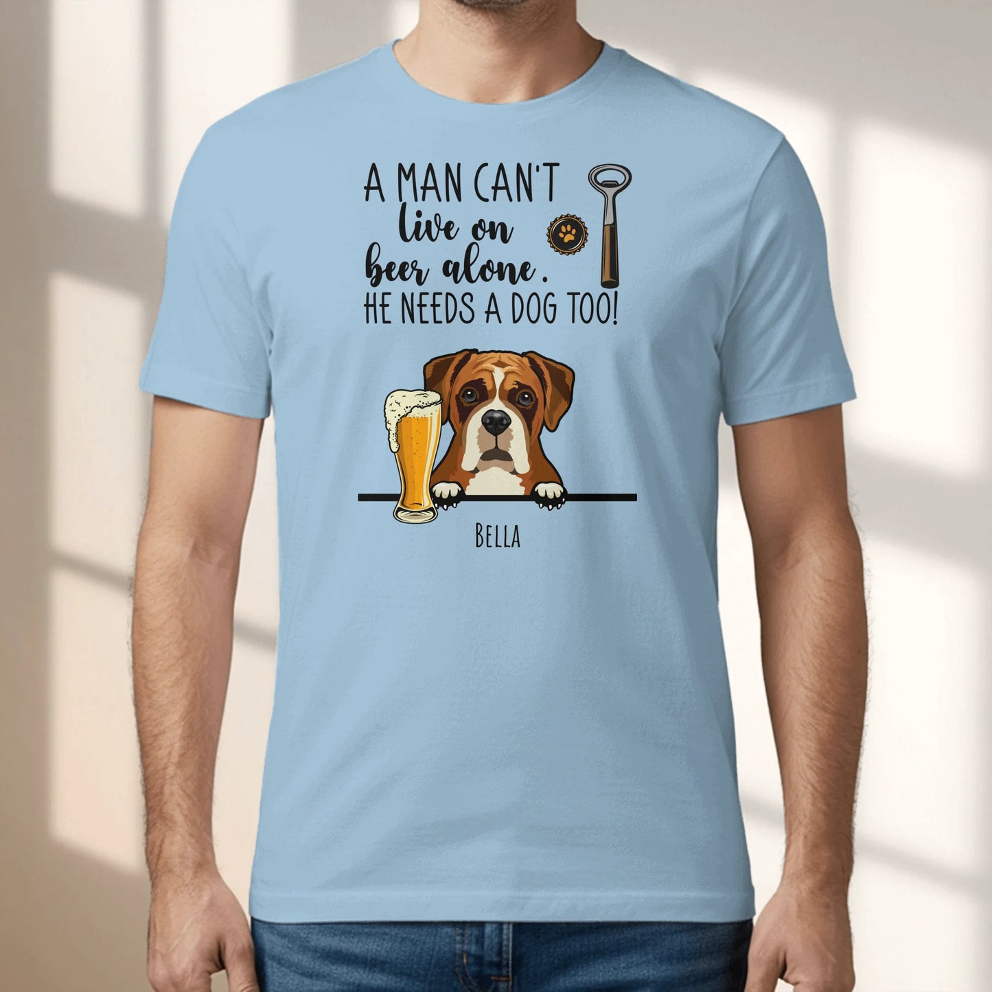 Personalised T-Shirt With Dog - Beer & Woof