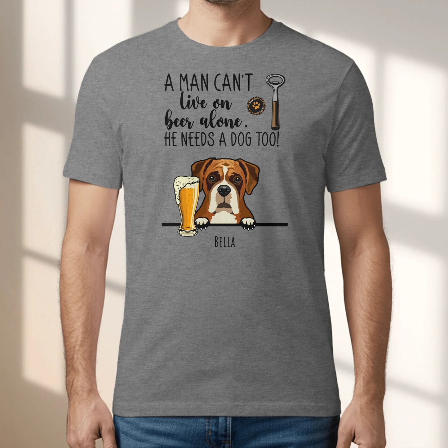 Personalised T-Shirt With Dog - Beer & Woof