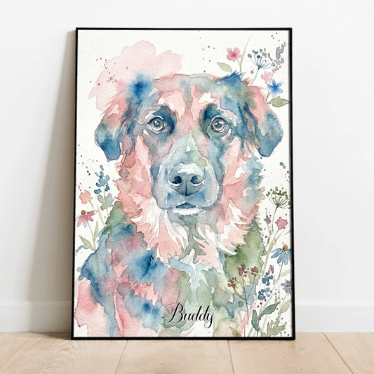 Personalised Poster With Dog or Cat - Watercolour
