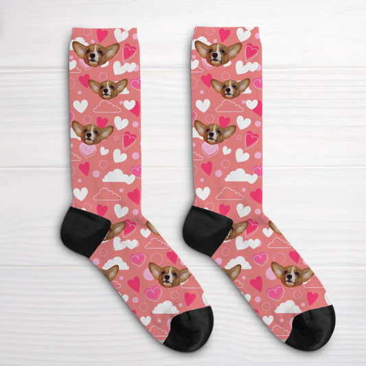 Personalised Socks With Dog Or Cat - Heart pattern