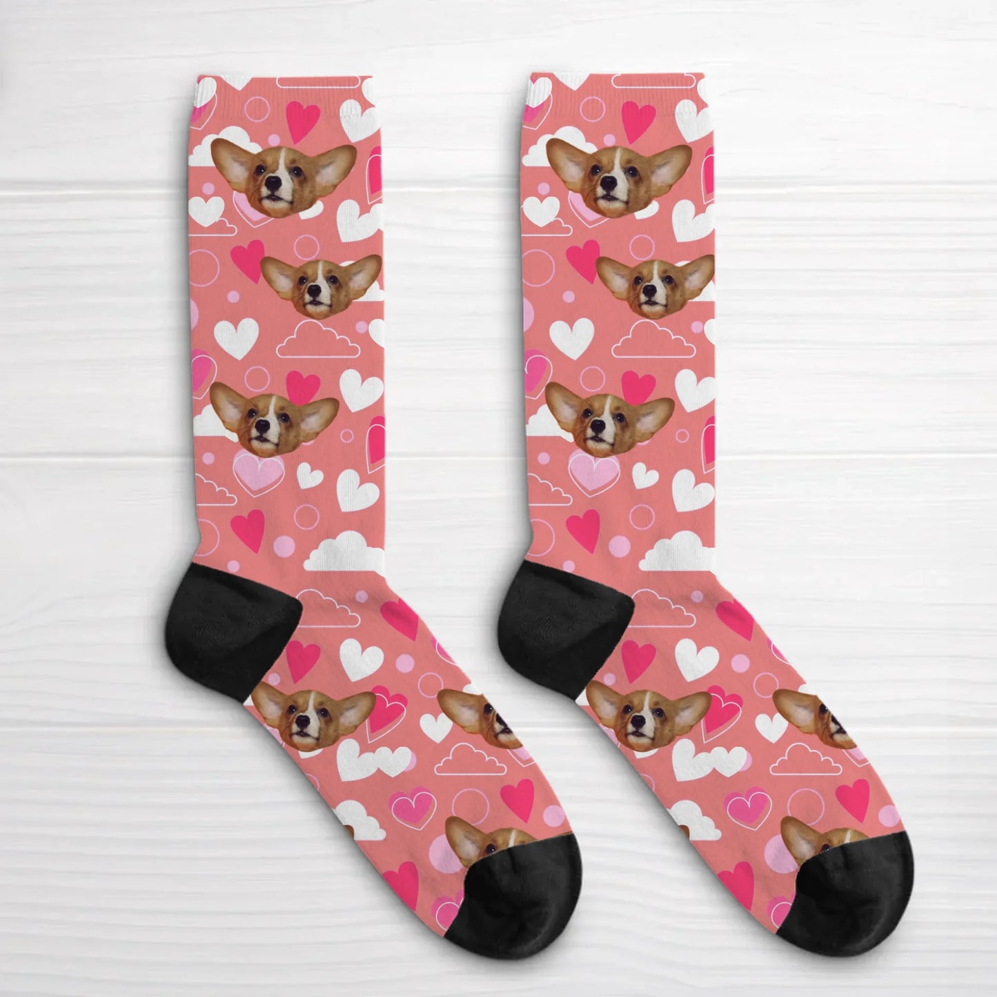 Personalised Socks With Dog Or Cat - Heart pattern